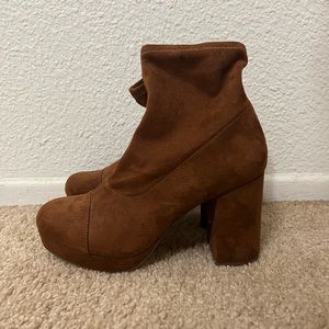 Forever 21 Faux Suede Sock Platform Heels